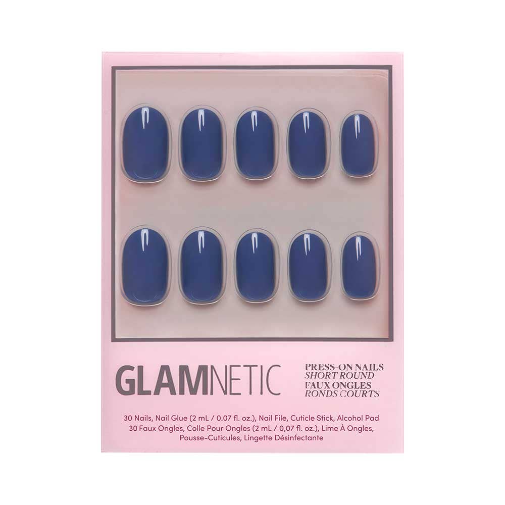 Regal Blue Press-On Nails | Short Round Solid Holiday Nails