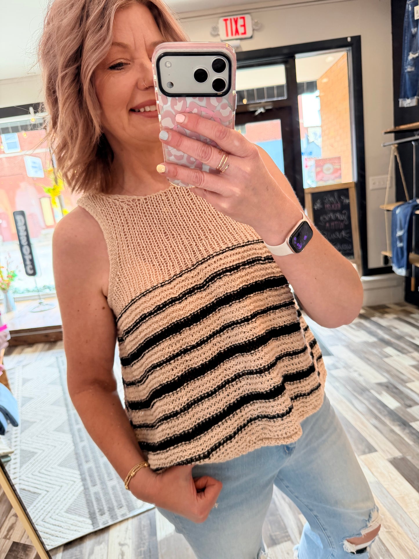 The Lexi Striped Sweater Tank Top