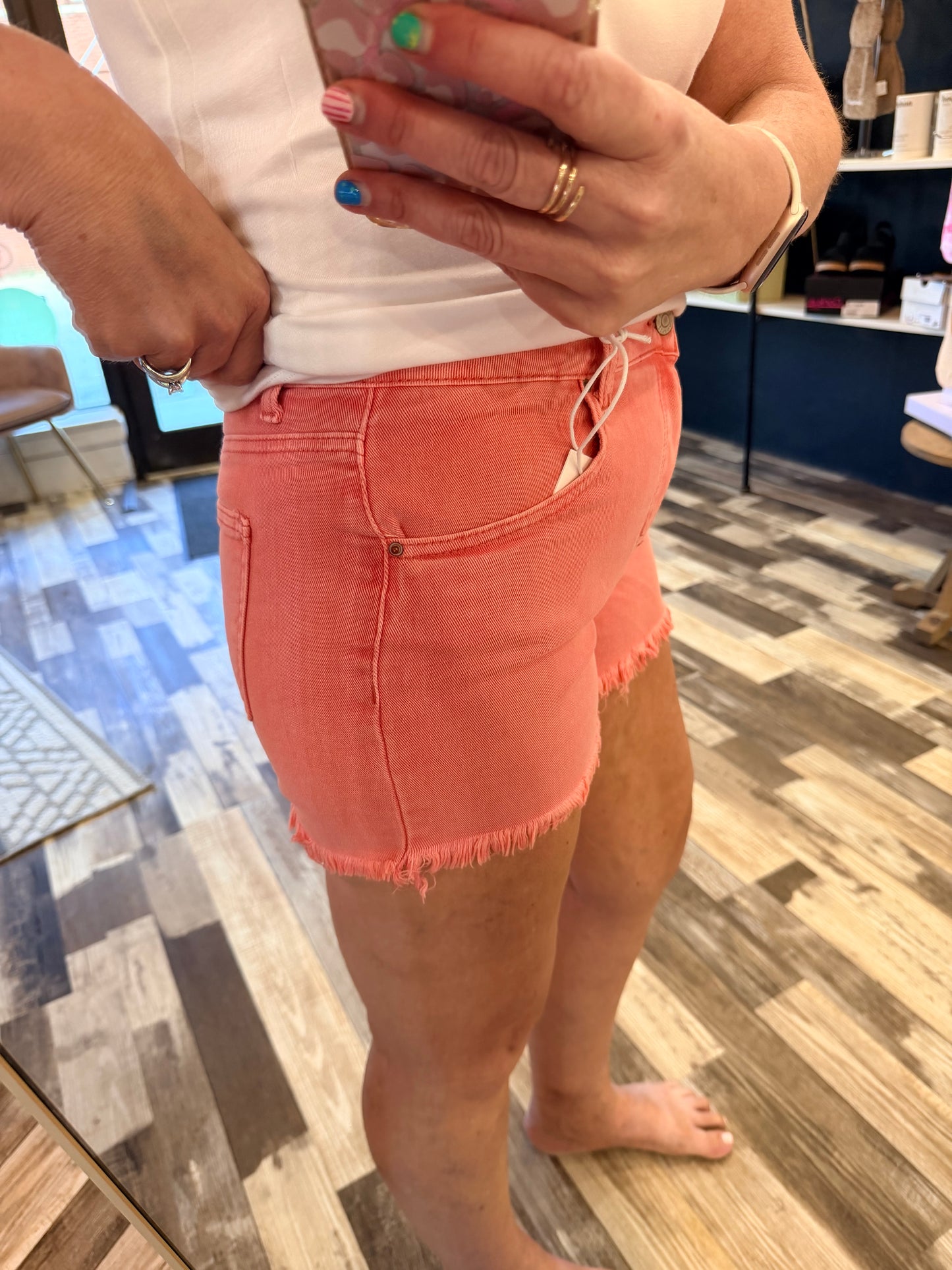 Zenana Acid Washed Fray Shorts