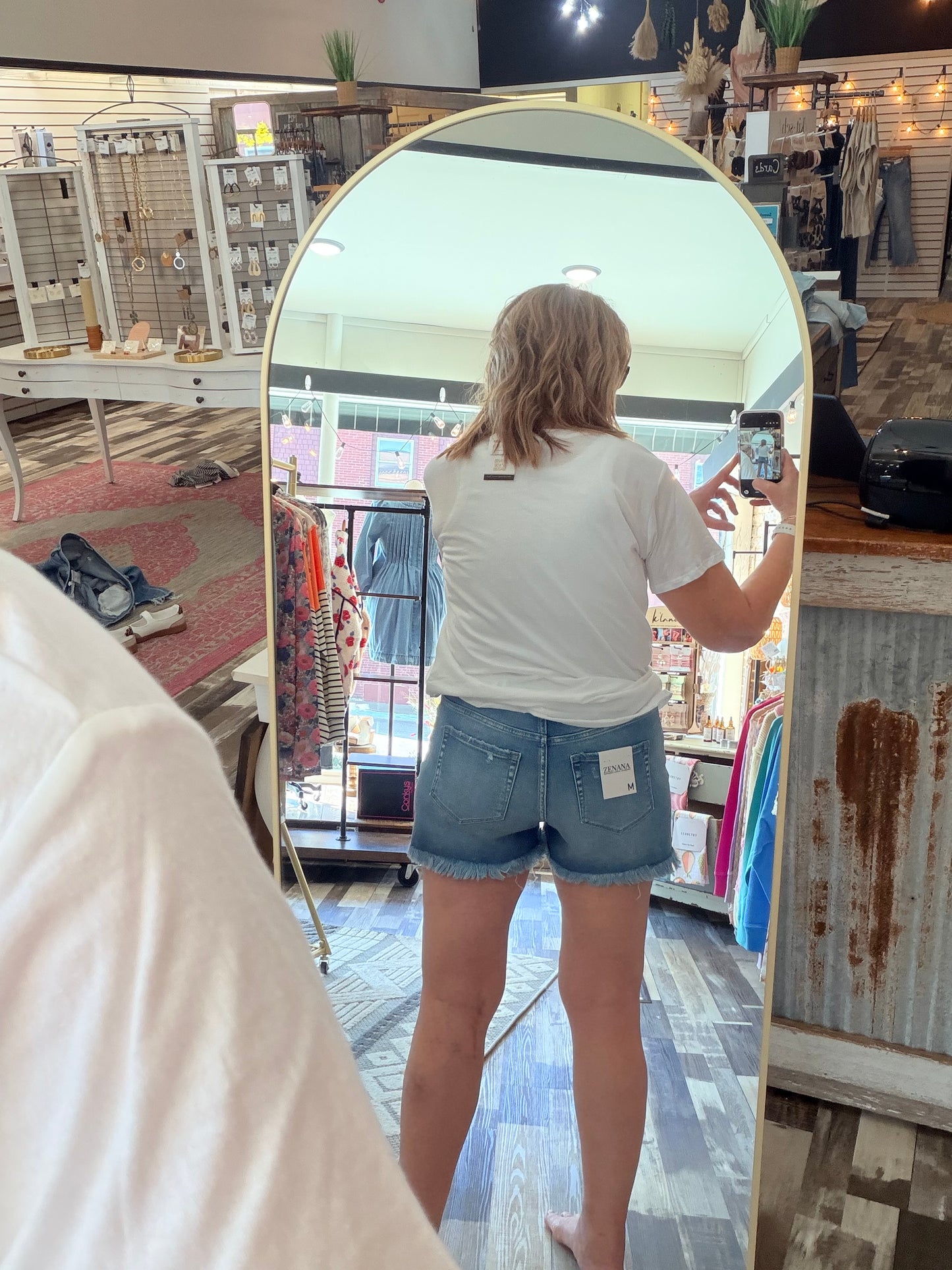 Mid Rise Raw Frayed Hem Denim Shorts