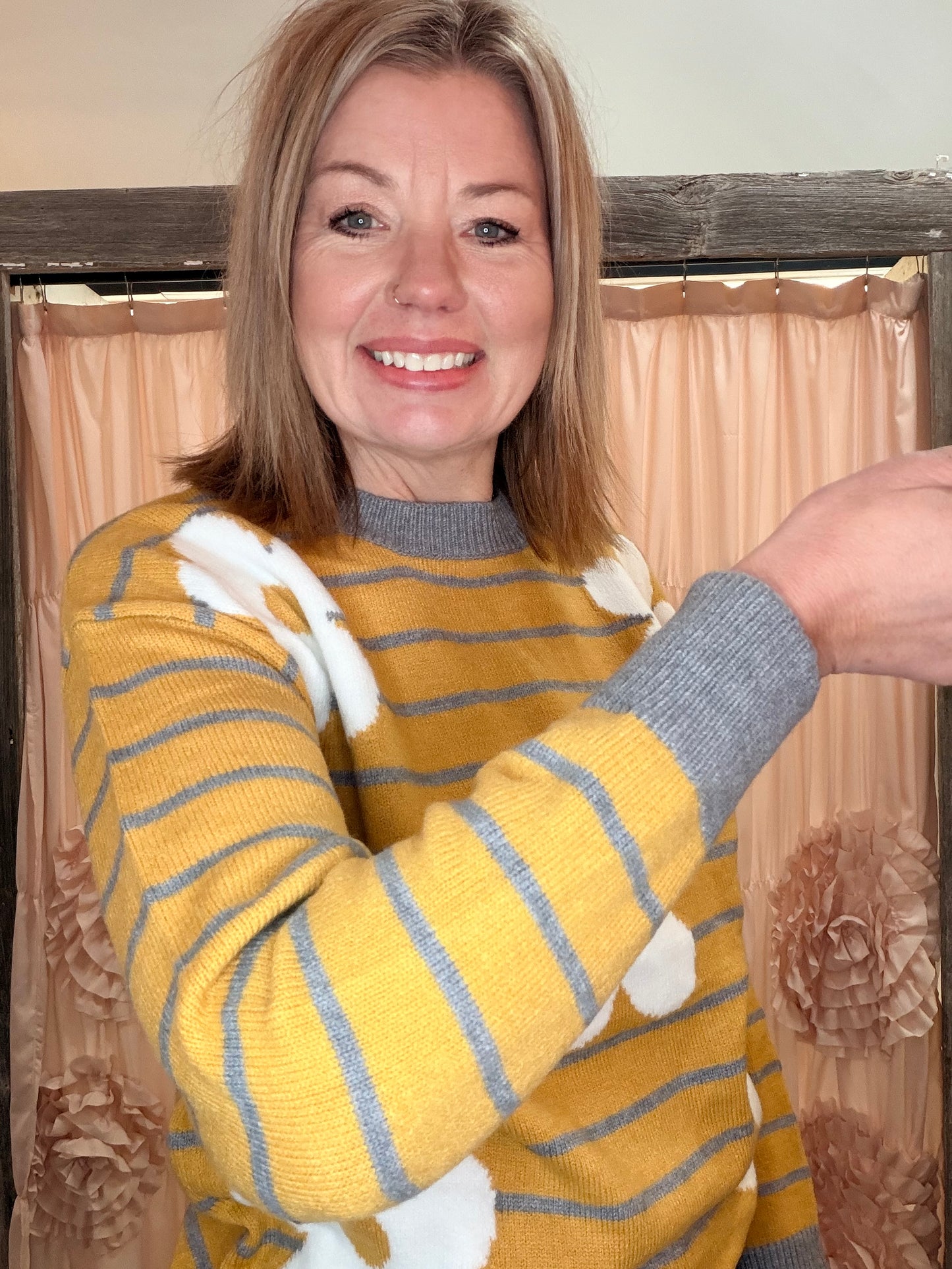 Daisy Patched Striped Sweater