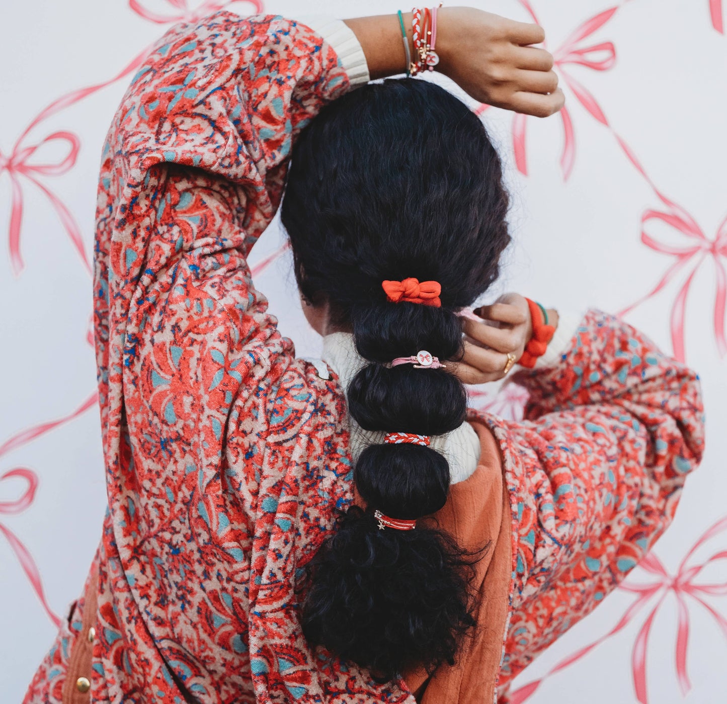 "Joy" Holiday Bow Hair Tie Bracelets