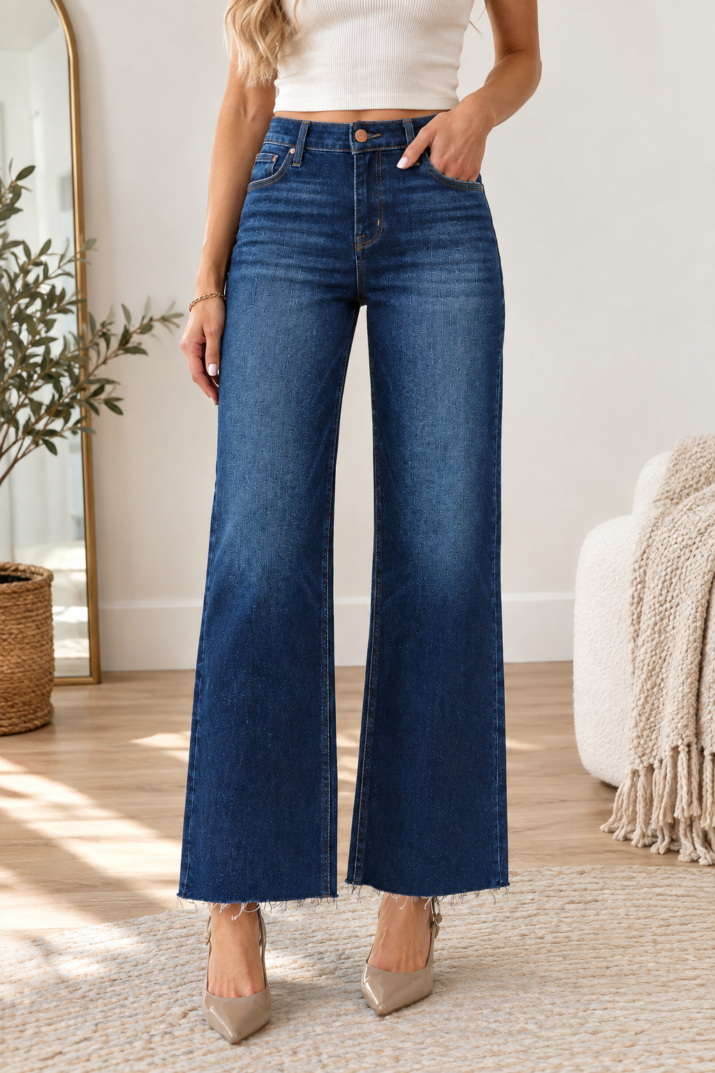 The Mallory Mid Rise Crop Straight Cut Hem by Risen