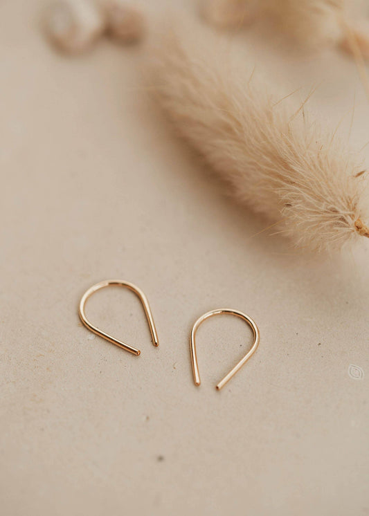 Tiny Horseshoe Earrings | 14kt Gold Fill + Sterling Silver