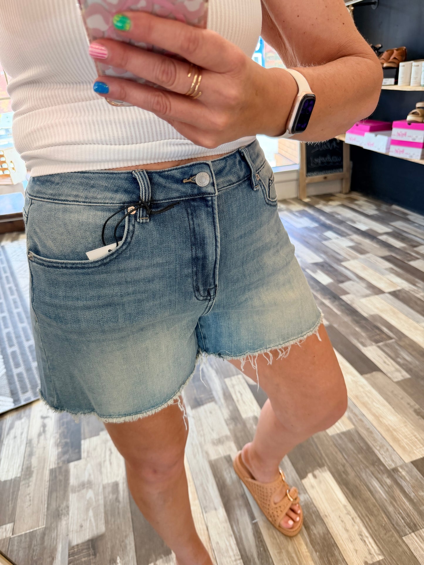 Mica High Rise Frayed Hem Shorts