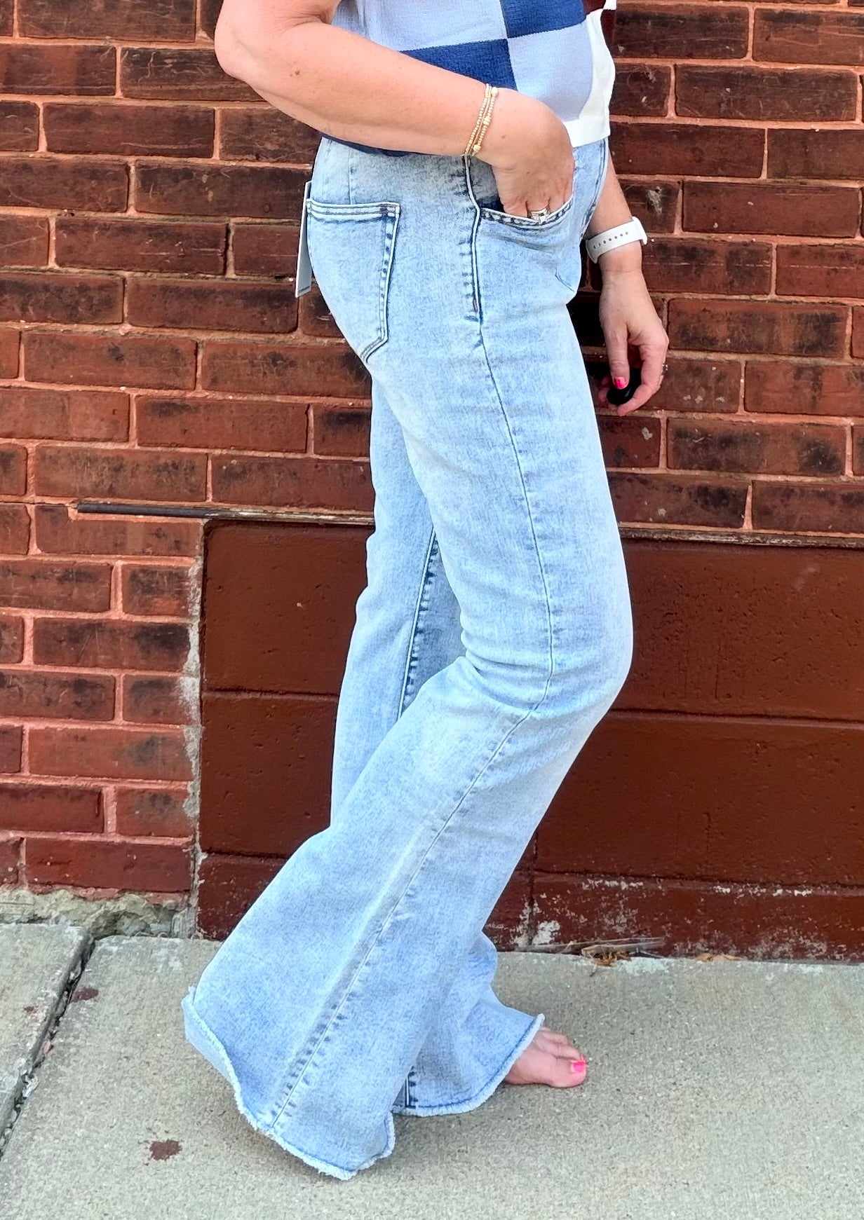 Mica High Rise Relaxed Flare w/Double Button