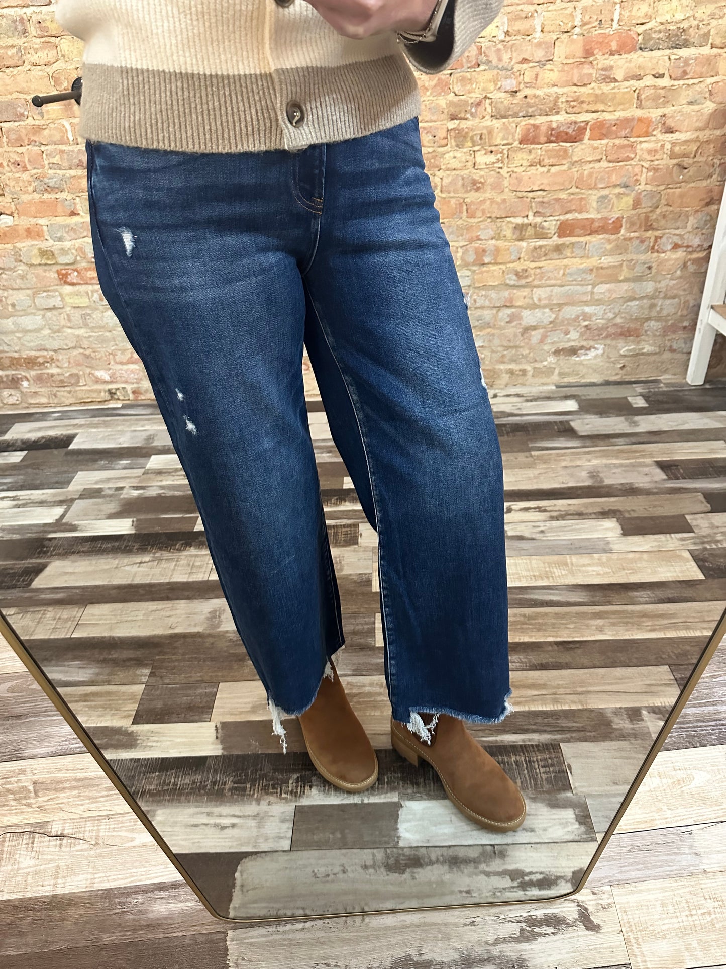 Risen High Rise Crop Wide Leg Jeans