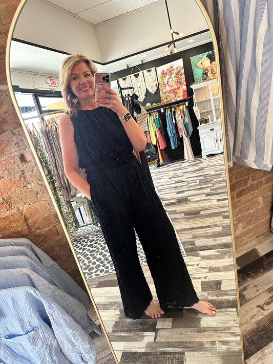 Textured Stretchy Crop Tank And Pants Set
