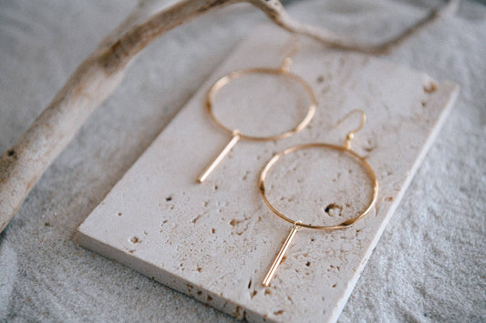 Gatsby Timeless Bar Drop Gold Plated Hoop Earring Collection