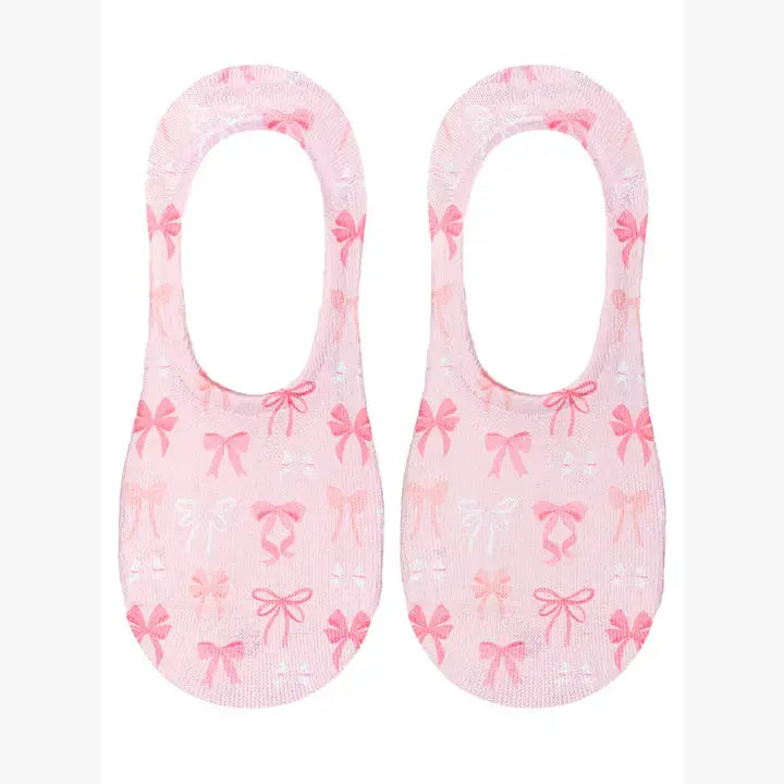 No-Show Liner Socks - Decorative Ribbon Bows - Pink