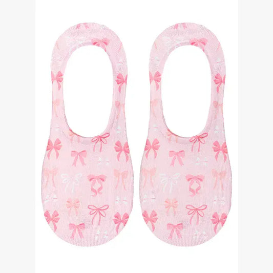 No-Show Liner Socks - Decorative Ribbon Bows - Pink