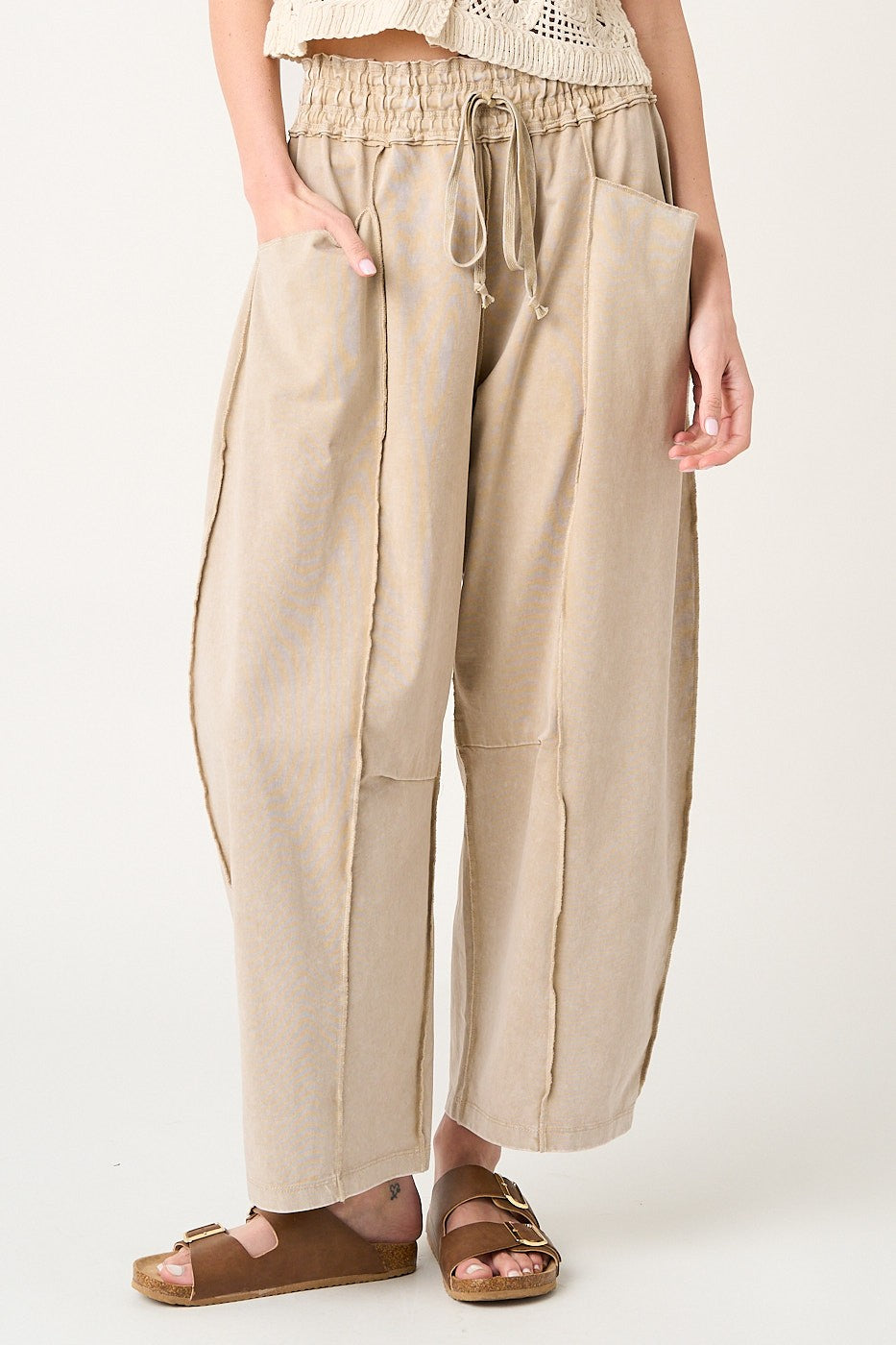 The Dani Mineral Wash Seam Pull on Barrel Pants