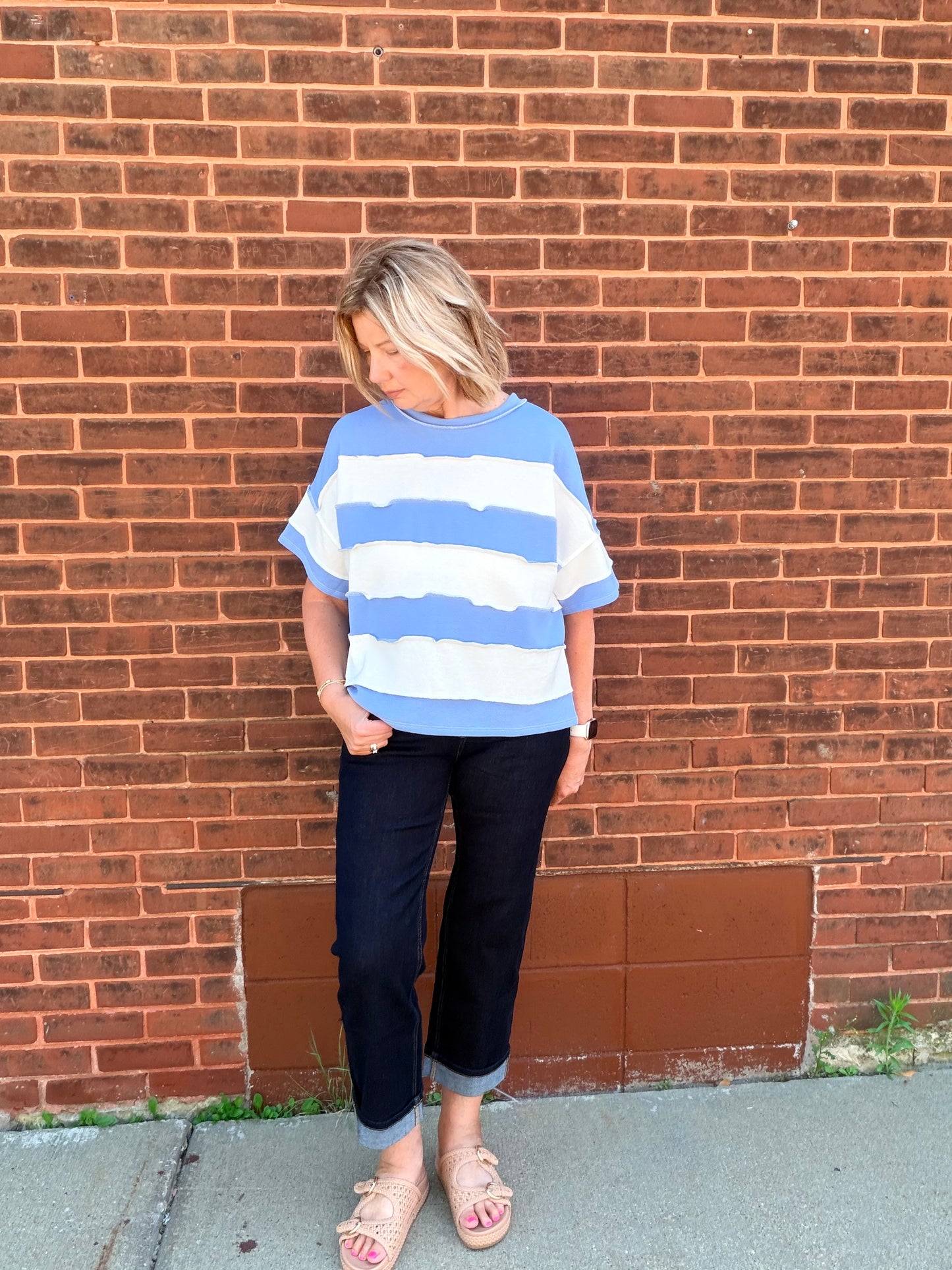 The Johnnie French Terry Exposed Seam Top