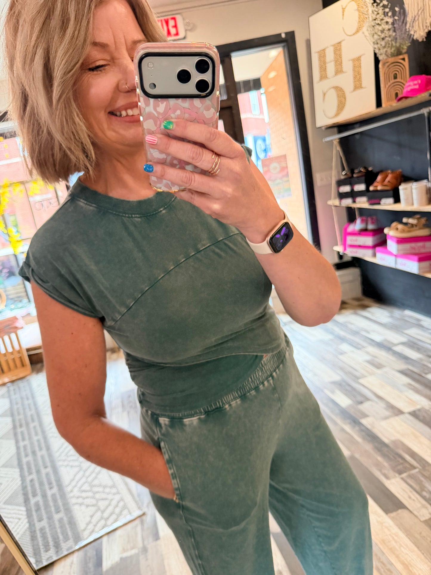 It's a Vibe Rolled Sleeve Wrap Front Top & Jogger Set