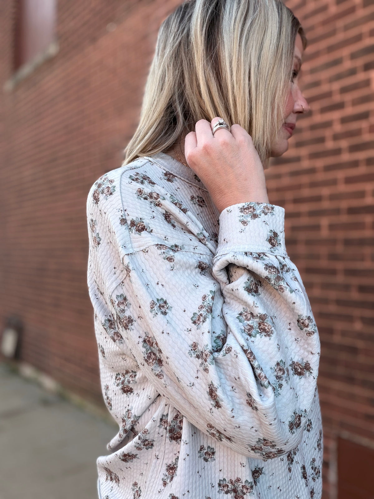 The Tatum Floral Print Textured Knit Top