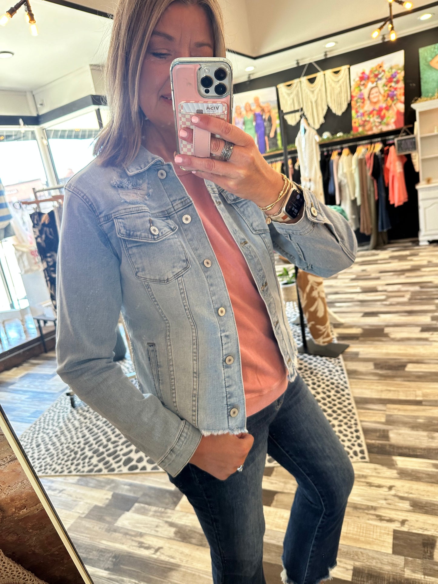 KanCan Frayed Hem Trucker Jacket