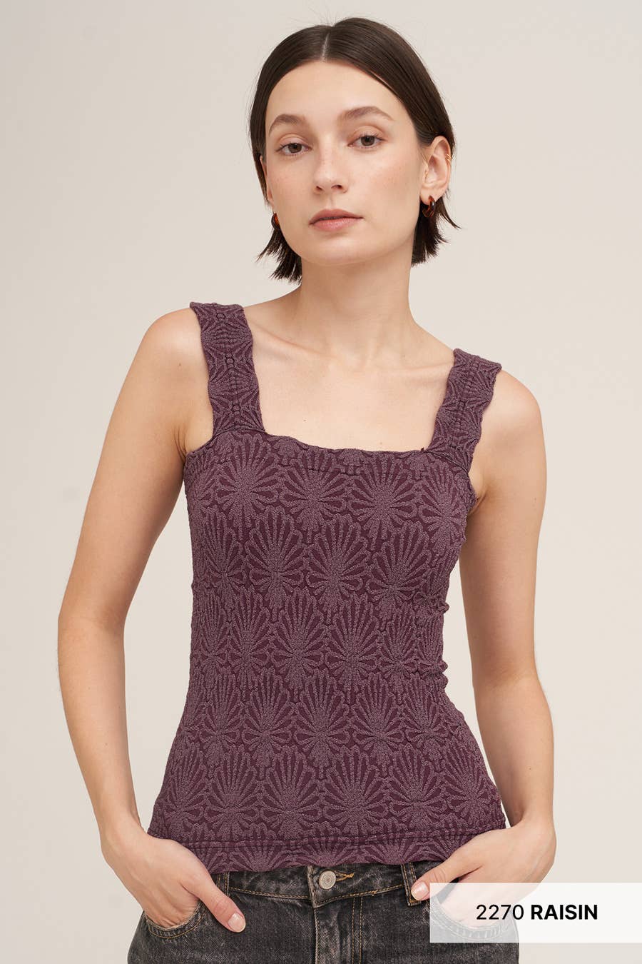 NikiBiki Lace Textured Square Top