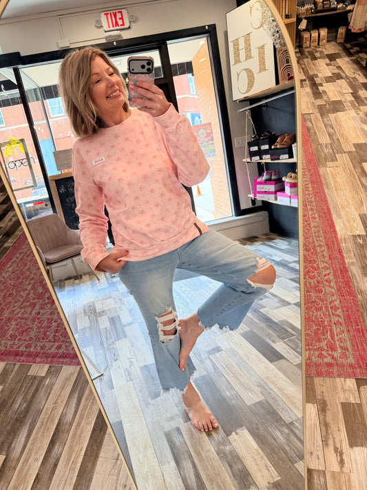 Ampersand Avenue University Side Slit Pullover - Tea Rose