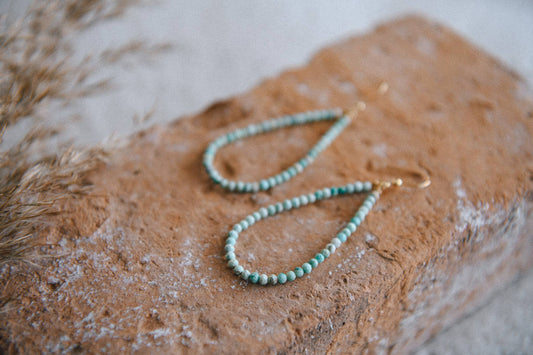 Freebird Genuine Gemstone Teardrop Hoop Earrings
