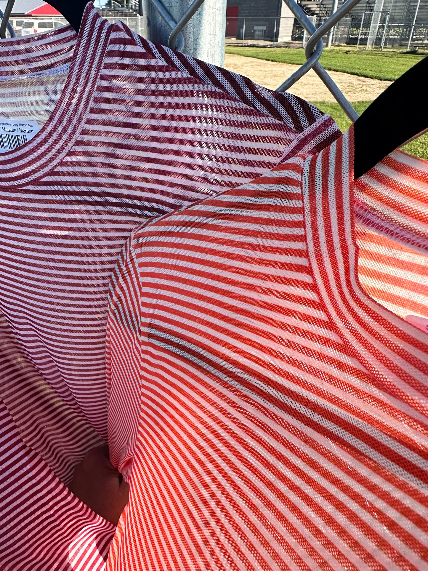 School Spirit Striped Mesh Long Sleeved Tees