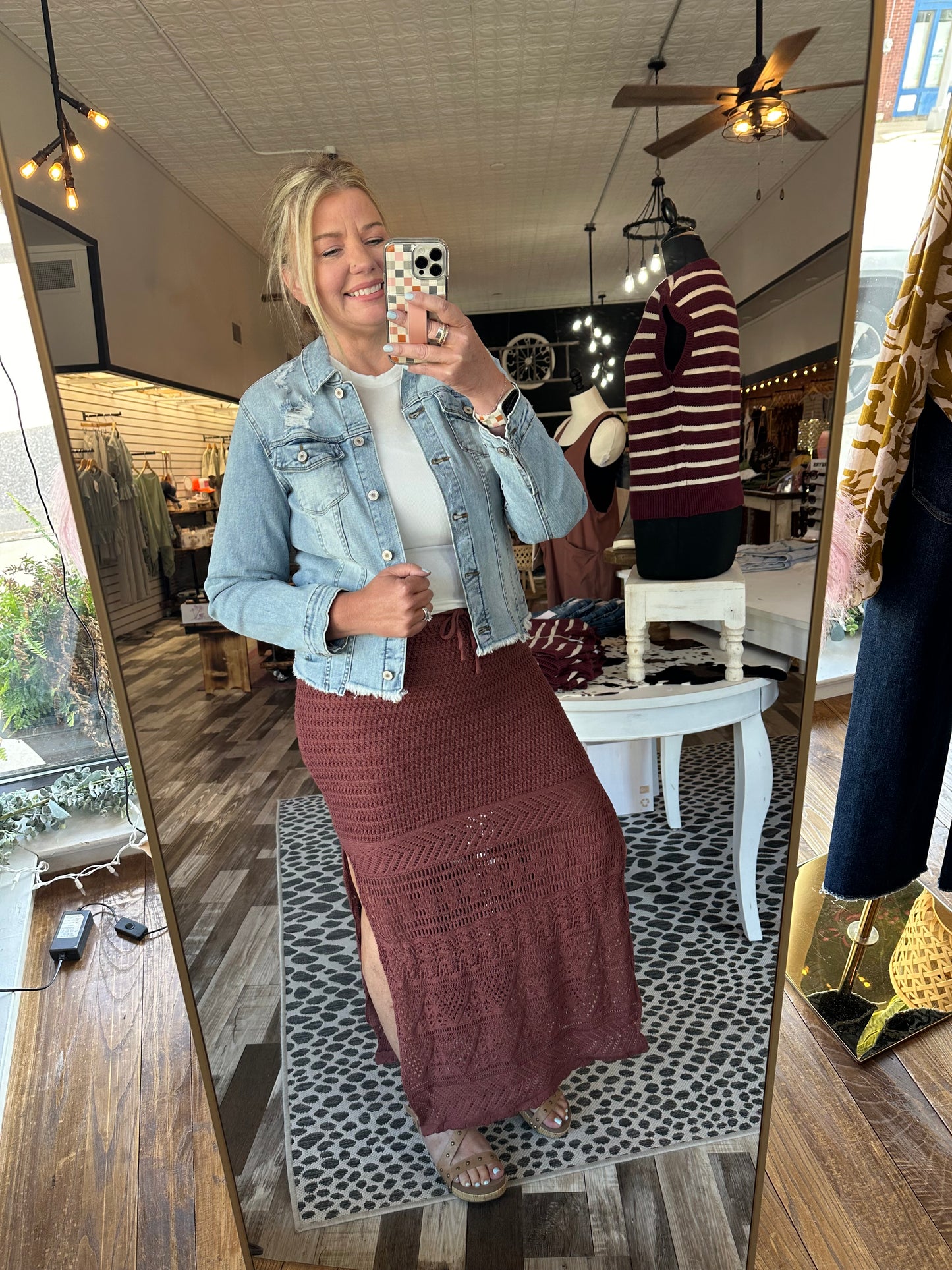 The Bella Crochet Midi Drawstring Skirt