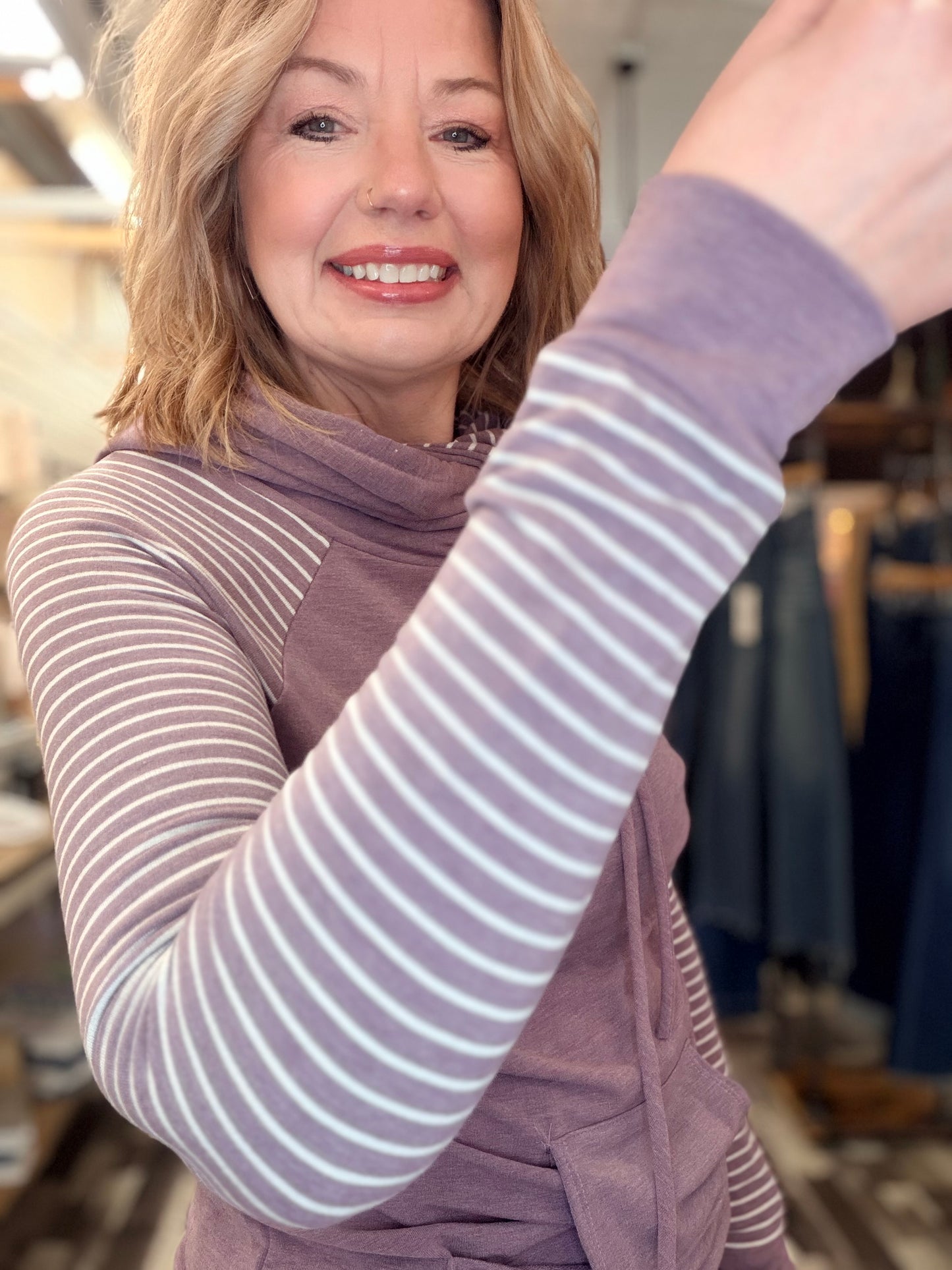 Striped Drawstring Hoodie