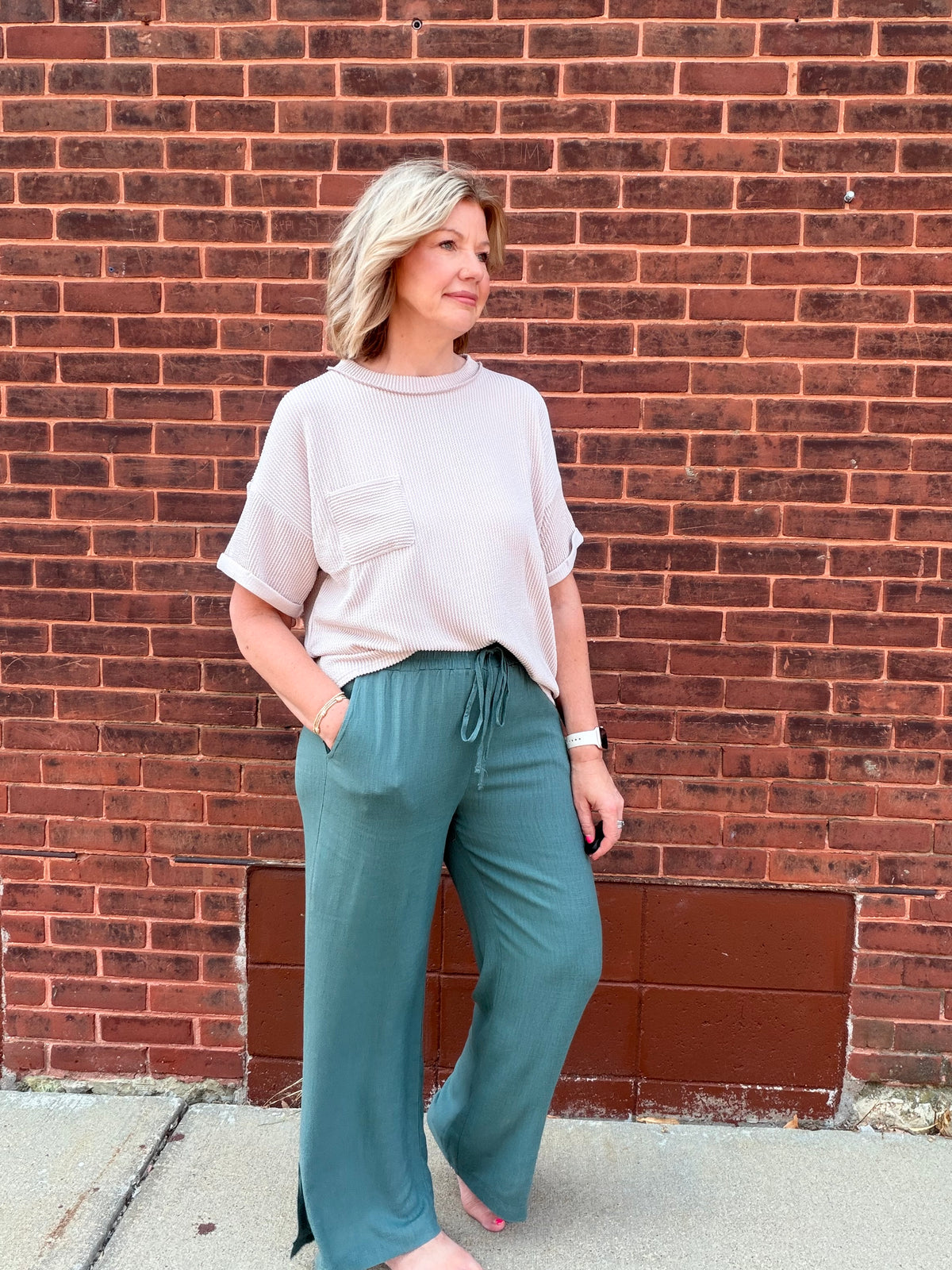 The Niki Side Slit Linen Drawstring Pants