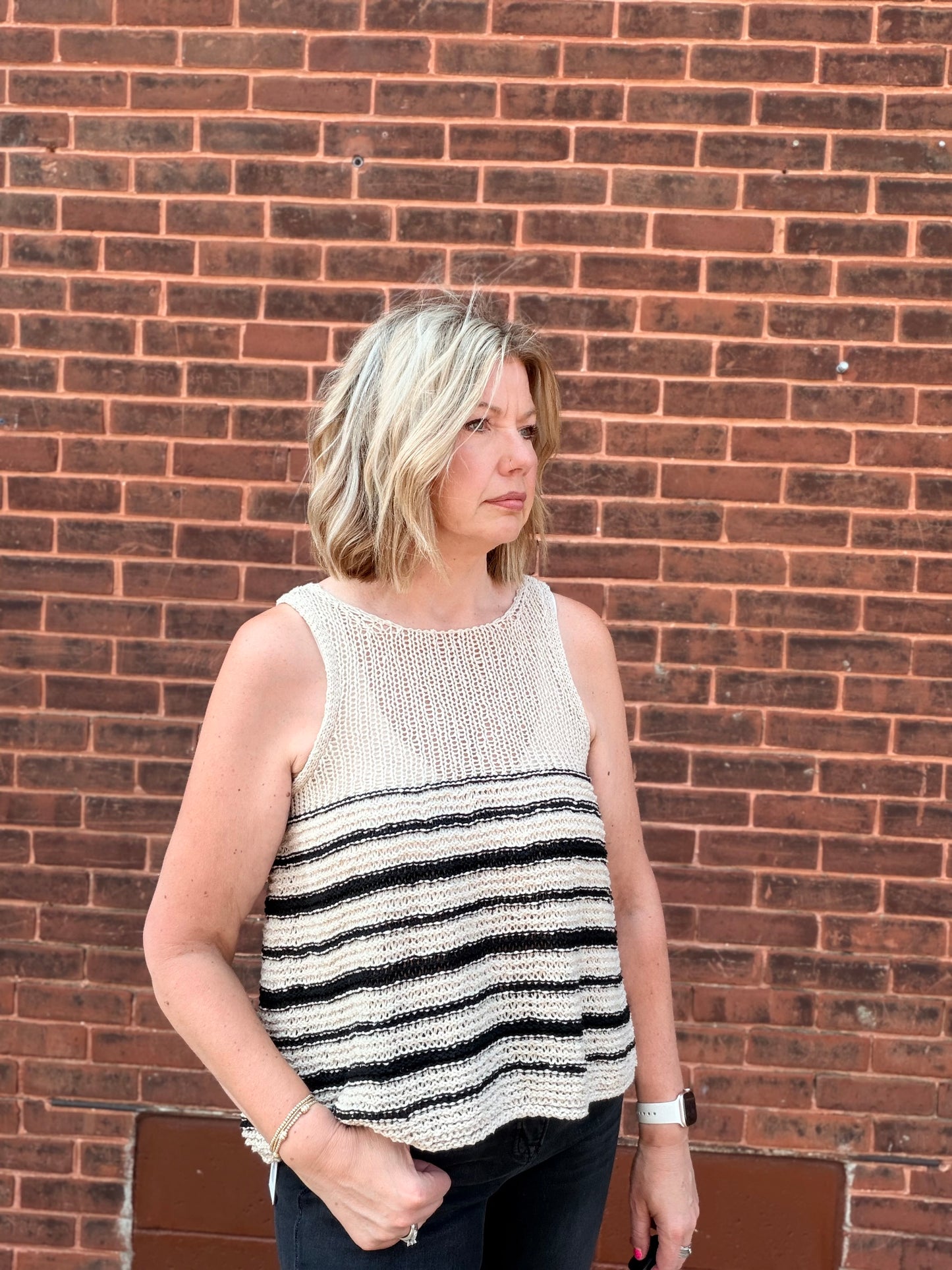 No Bad Days Striped Sweater Tank Top