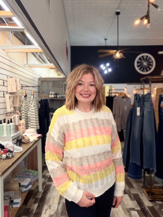 Multi Color Striped Oversize Color