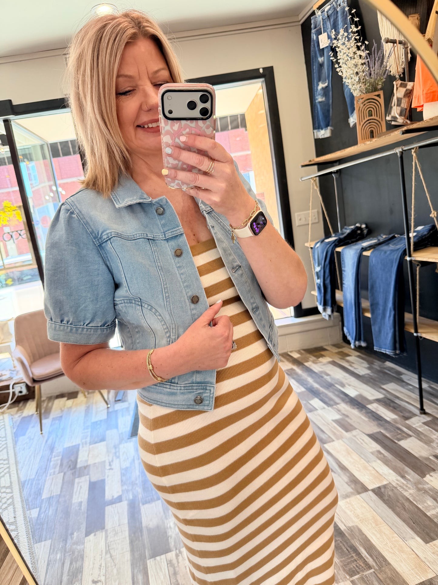 Aren’t You So Cute Short Puff Sleeve Denim Jacket
