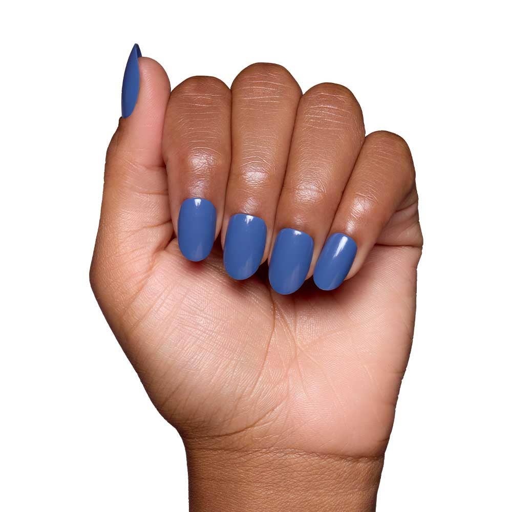 Regal Blue Press-On Nails | Short Round Solid Holiday Nails