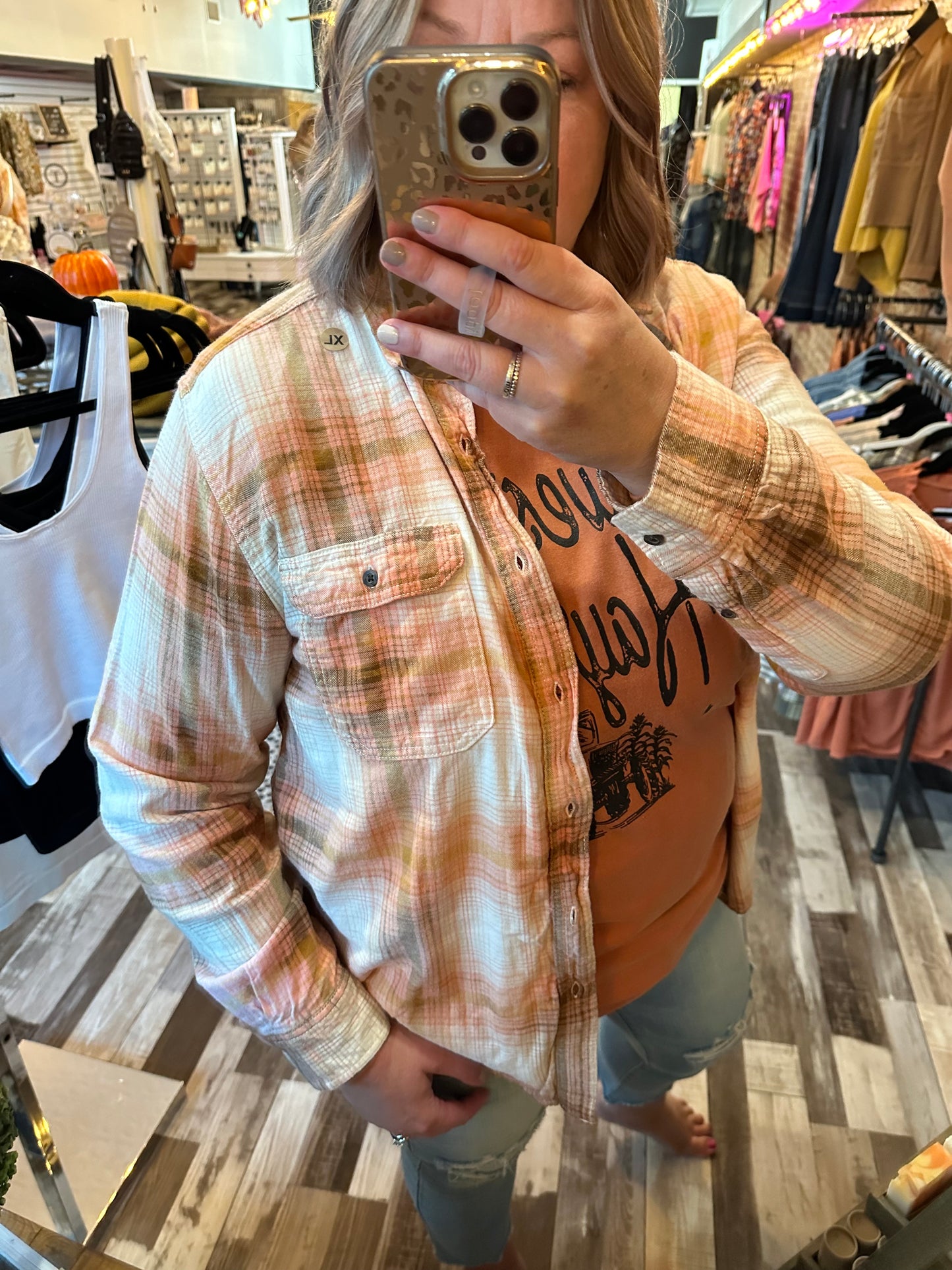 Back in the Saddle Hand Bleached Flannel