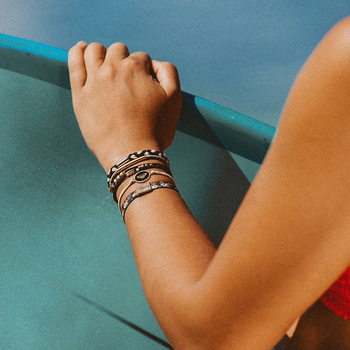 "Roxy Coastal Drift" Black & Neutral Beachy Vibe Hair Tie Bracelets