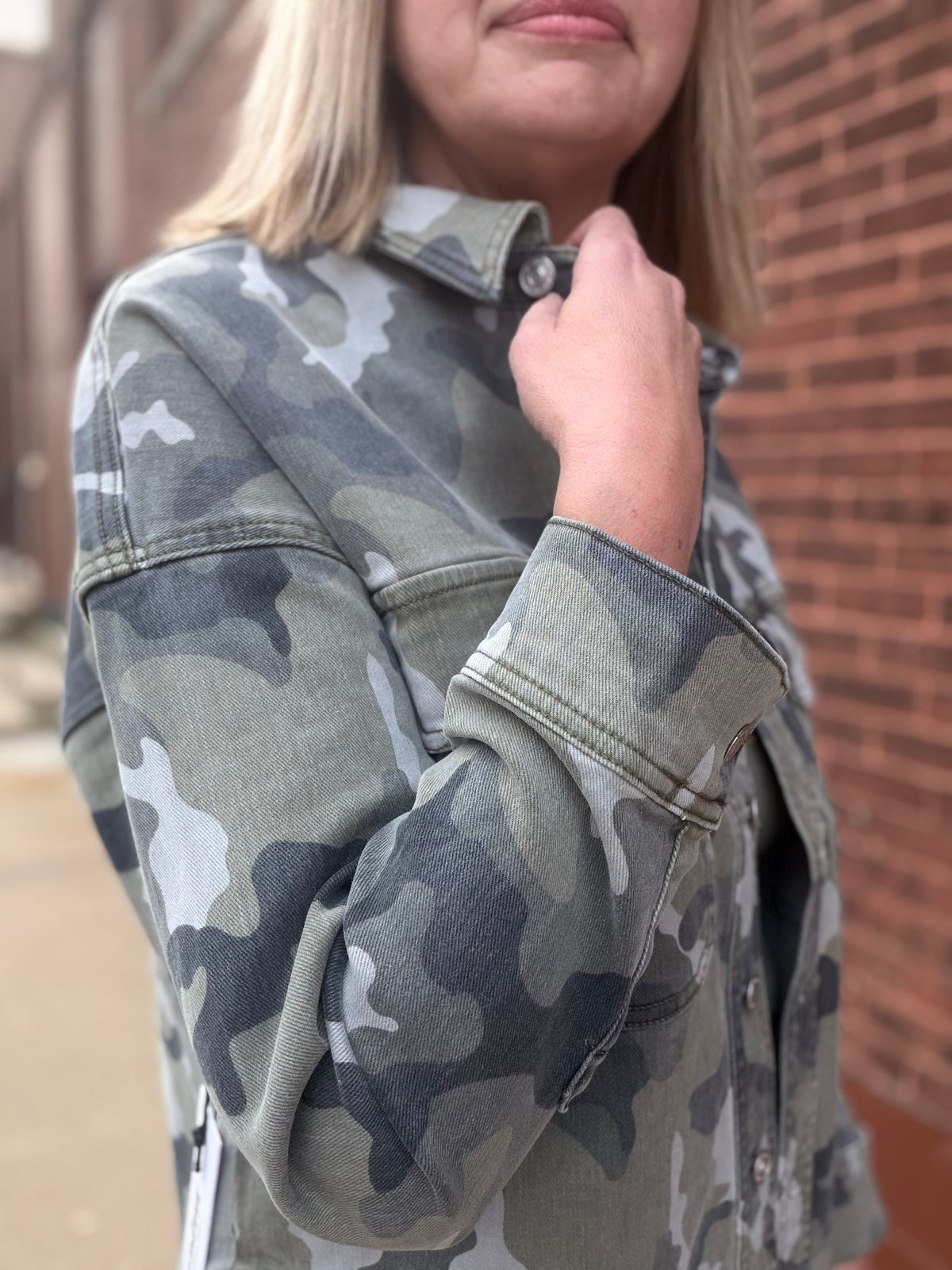 The Everyday Favorite Button Up Camo Shacket from Mica