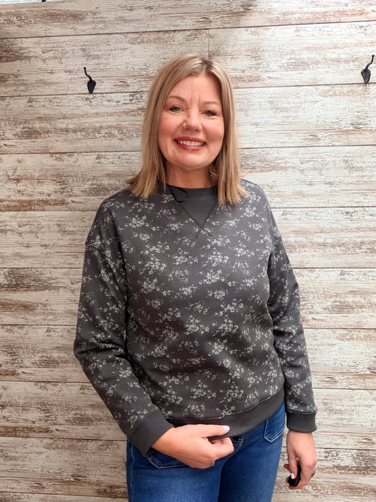 The Alice Vintage Ditsy Floral Print Crewneck Sweatshirt Top