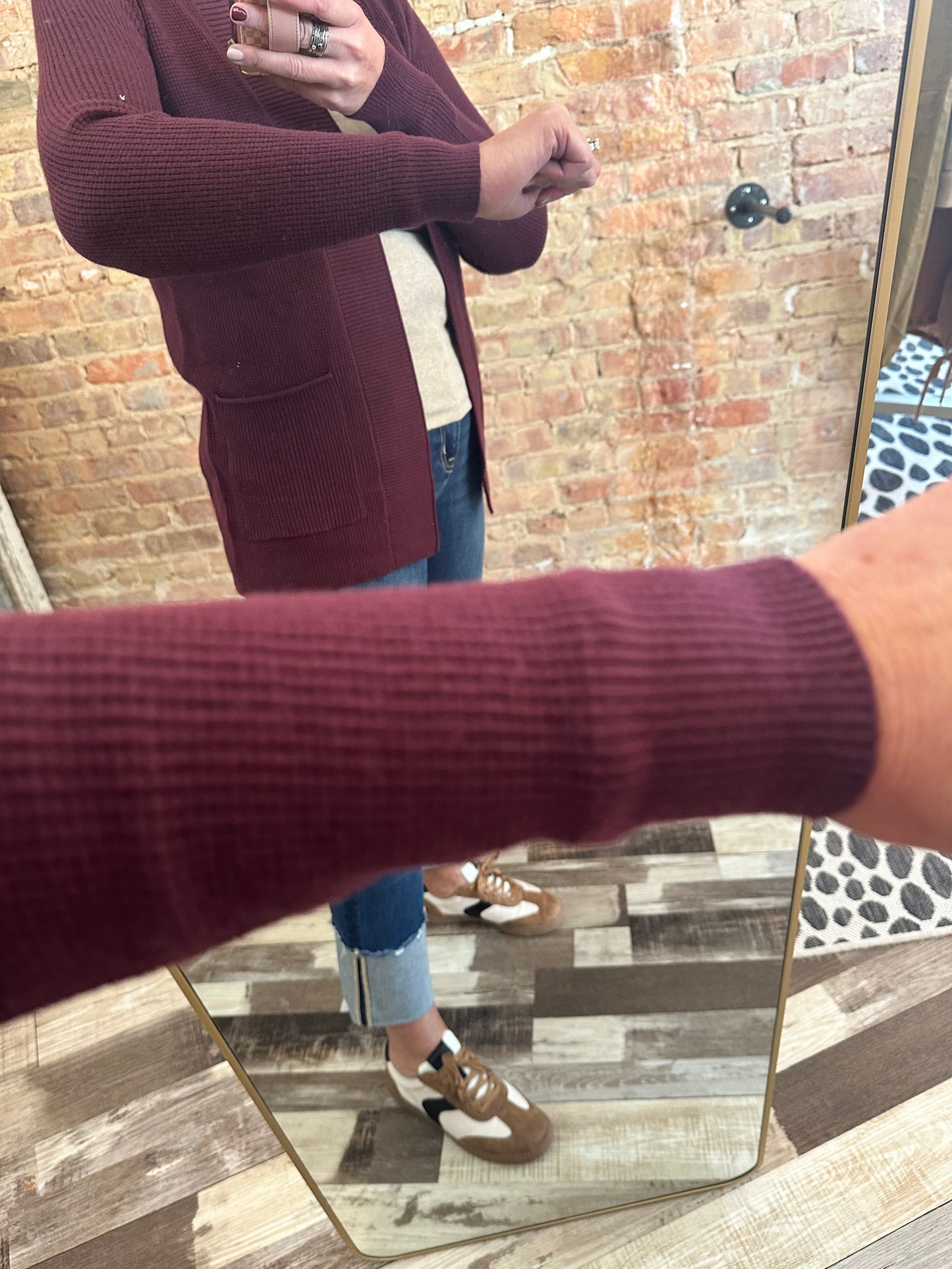 The Dani Open Front Waffle Textured Cardigan