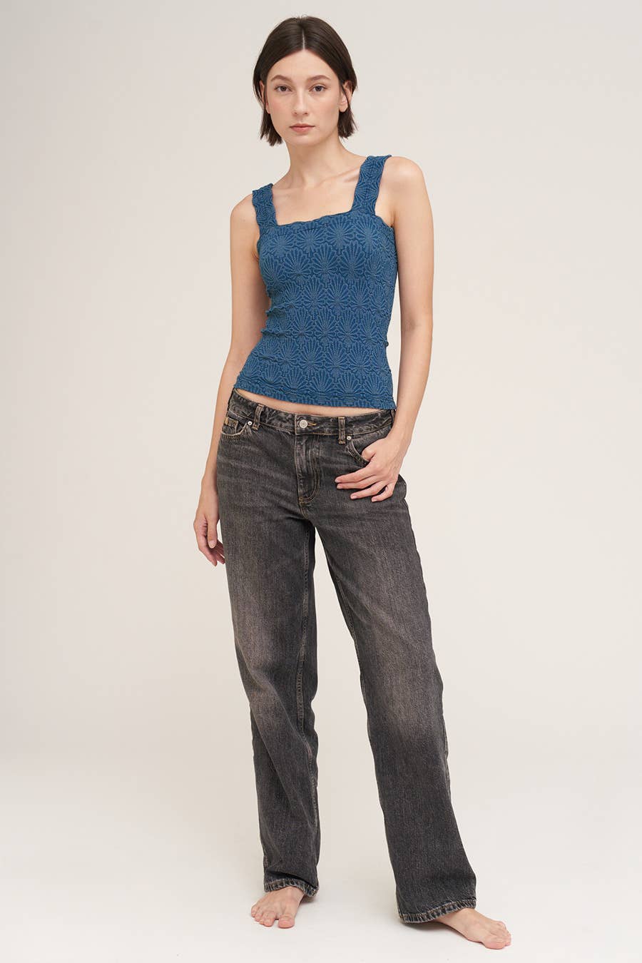 NikiBiki Lace Textured Square Top