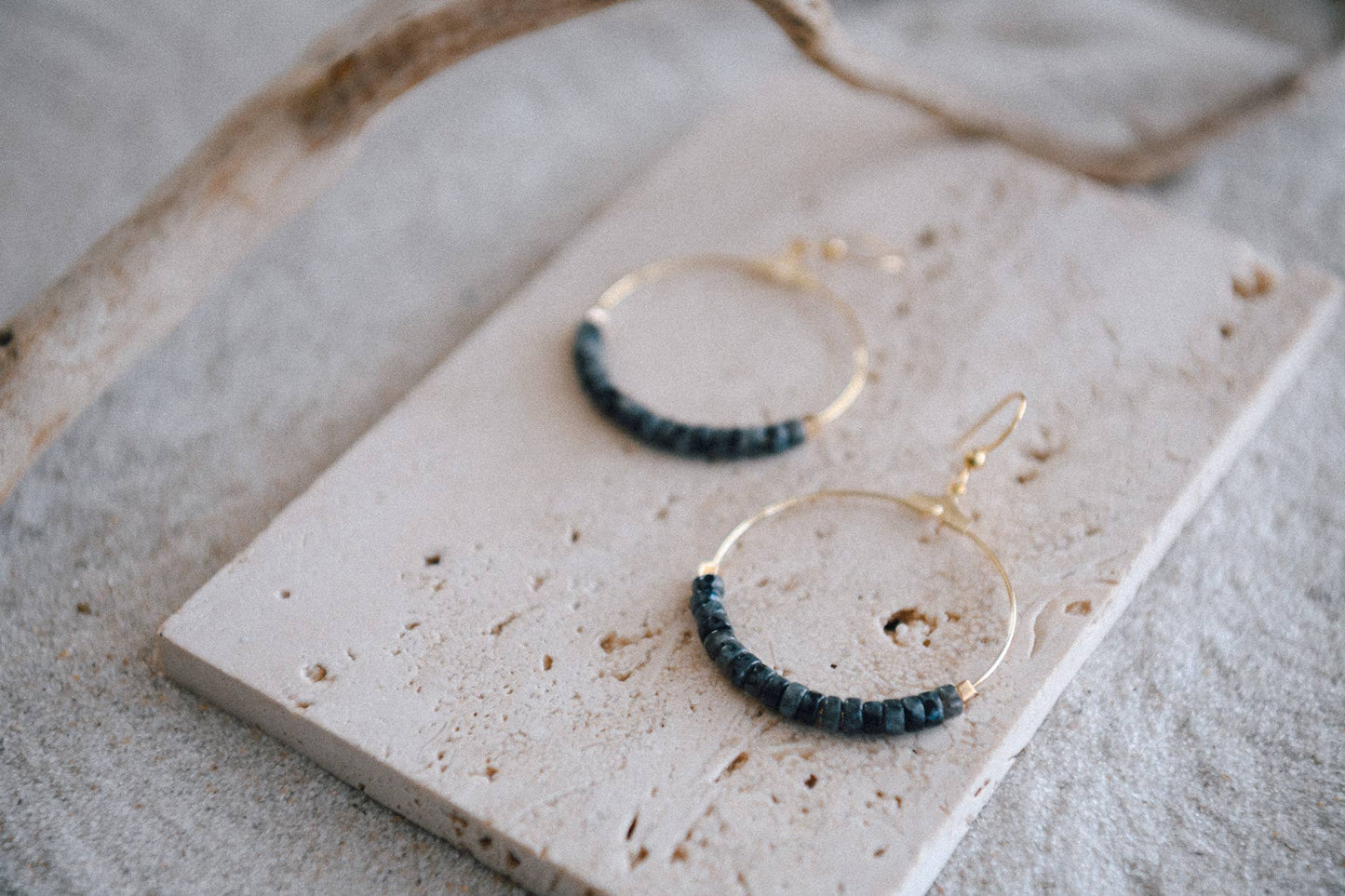 Gemstone and Gold Plated Hoop Earrings
