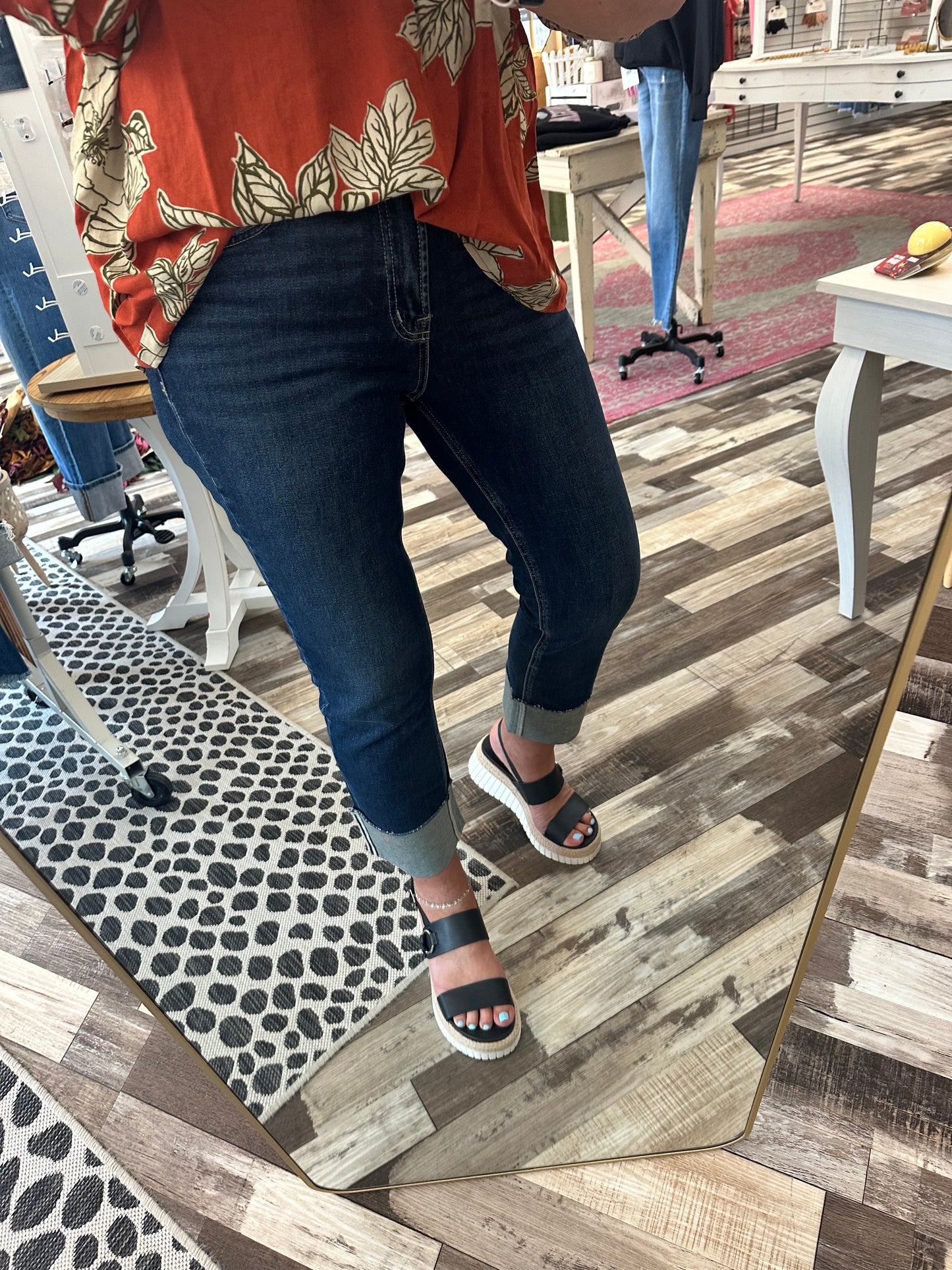 Lovervet High Rise Cuffed Crop Slim Straight Jeans