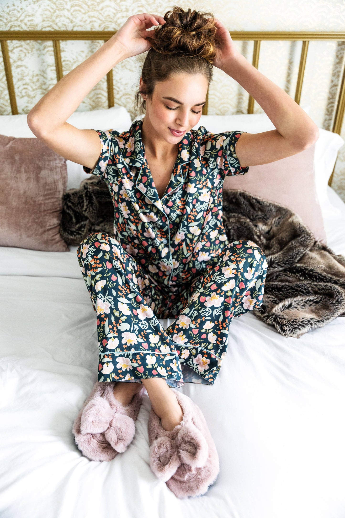 Hello Mello Cat's Meow Satin Pajama Pant