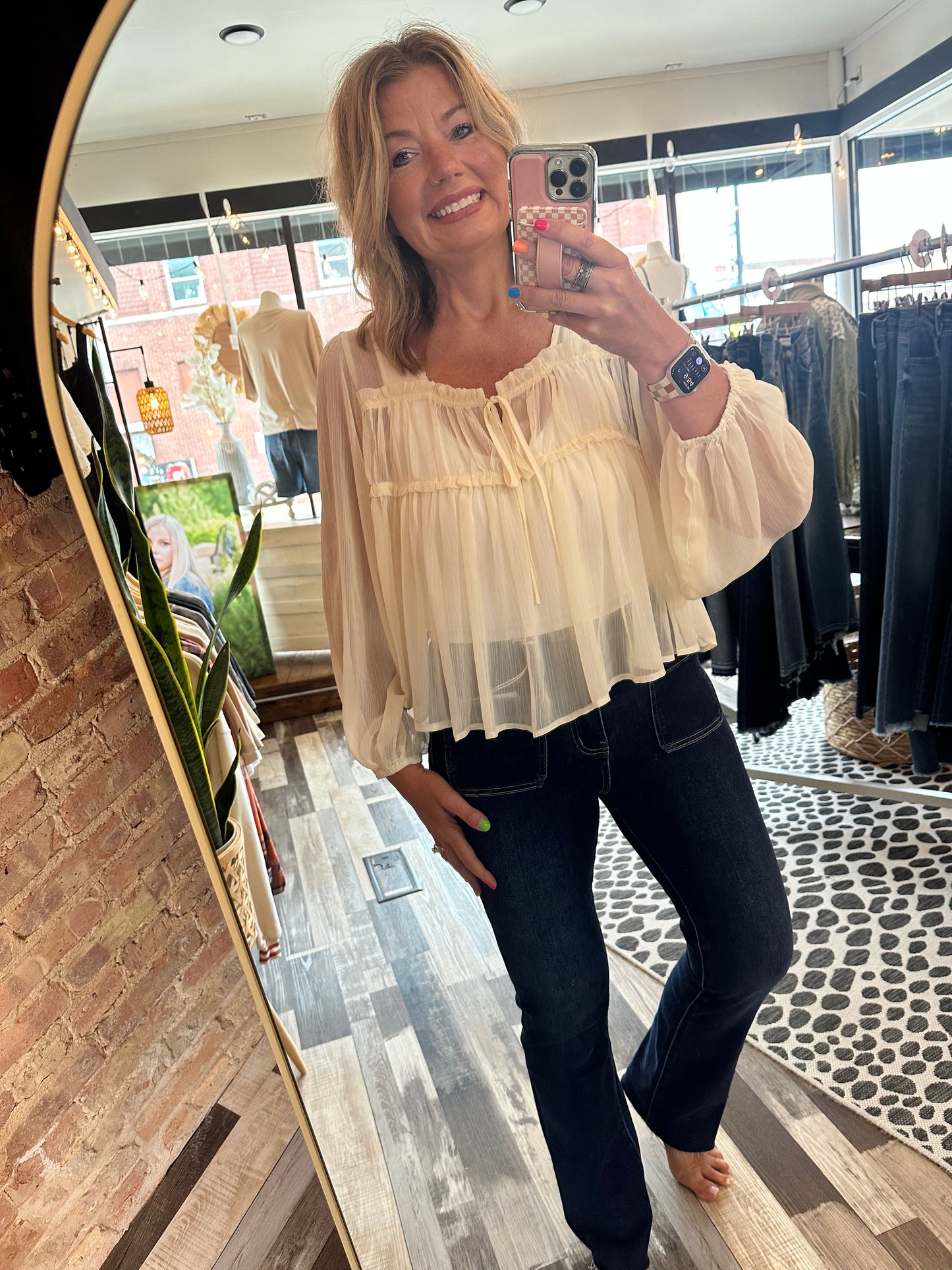 The Kenley Sheer Long Sleeved Blouse