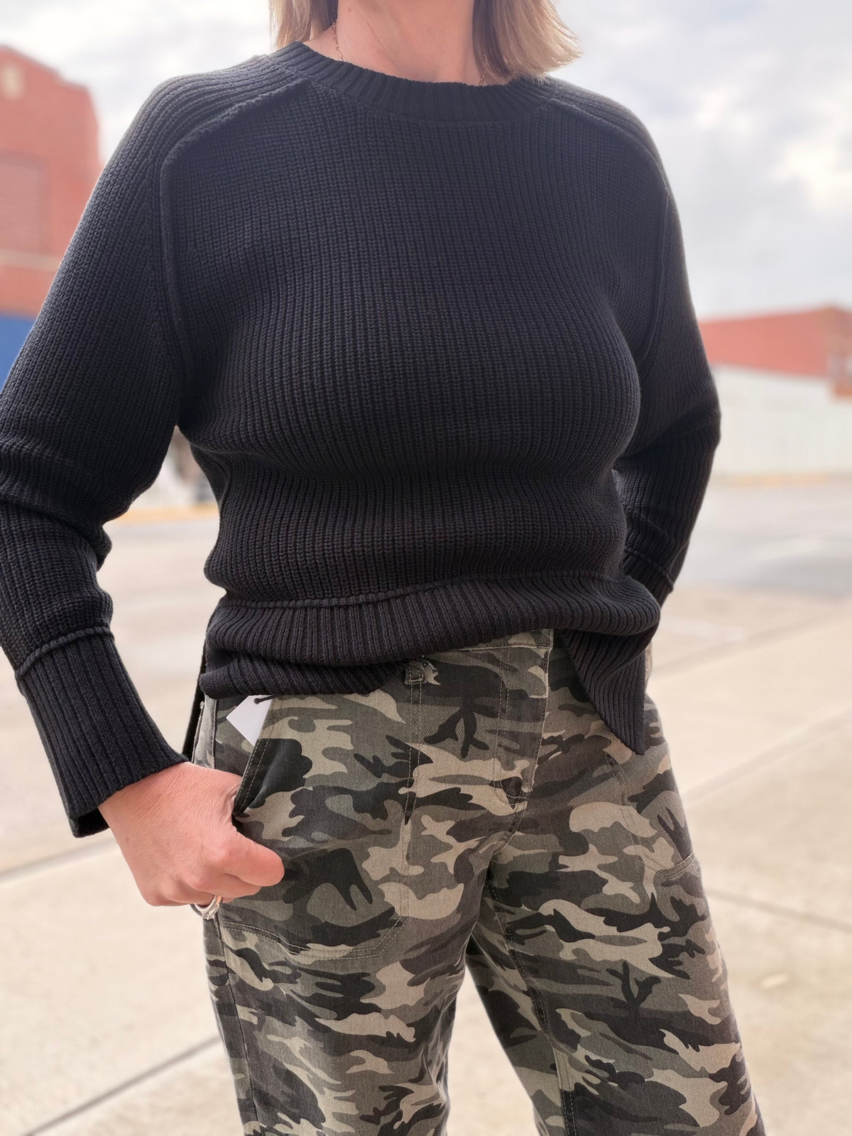 The Aspen Mid Rise Boyfriend Camo Crop from Mica