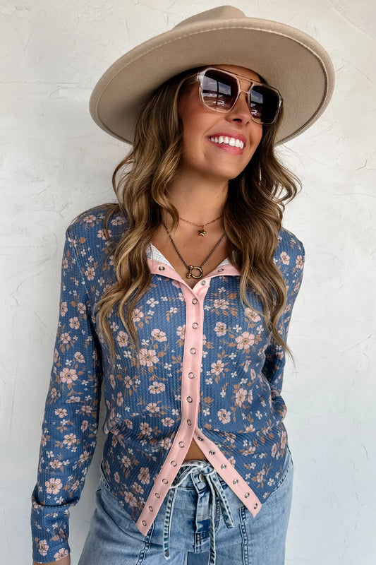 Kori Snap Button Waffle Top