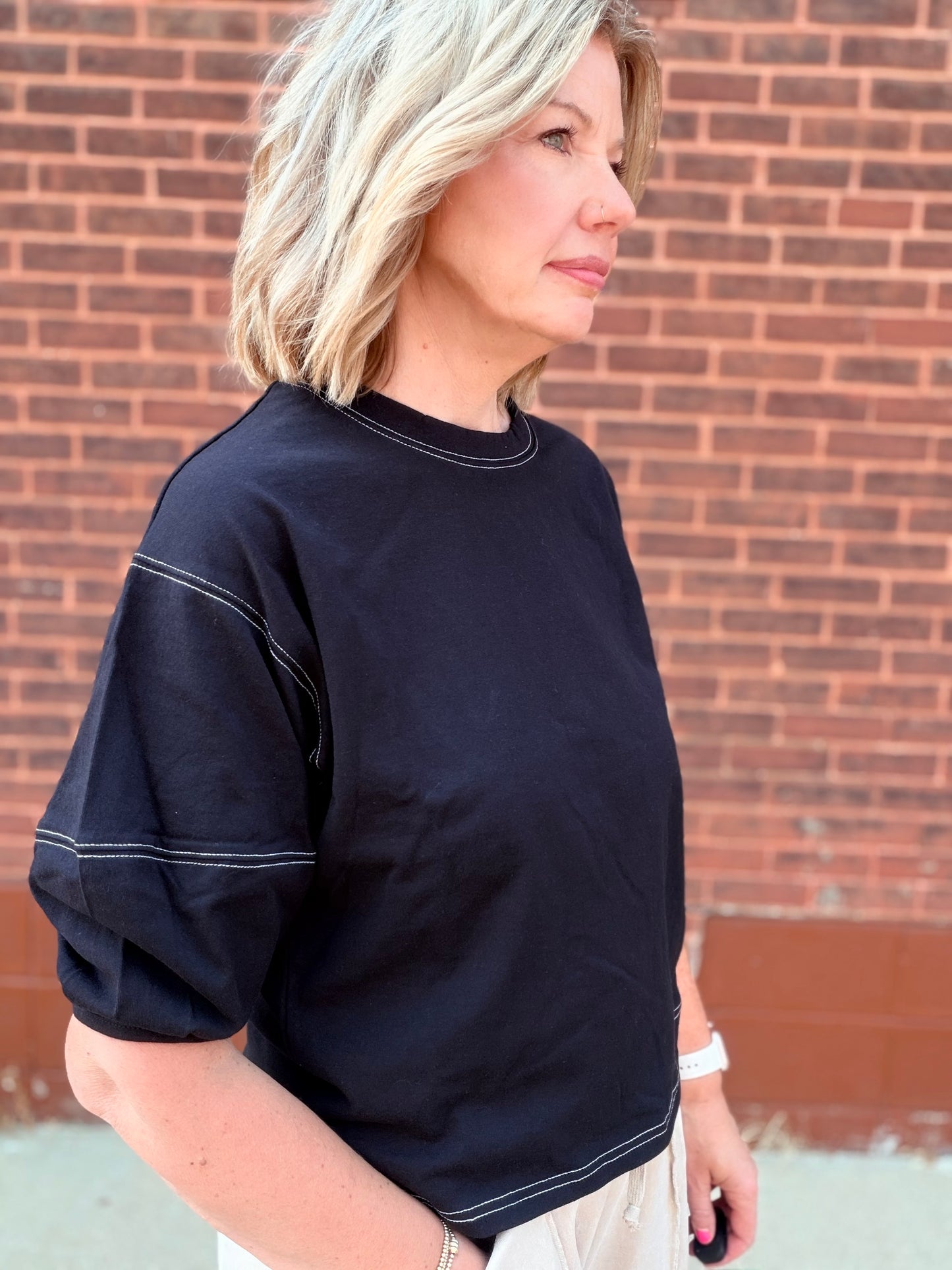 The Raya Balloon Sleeved Stitch Top