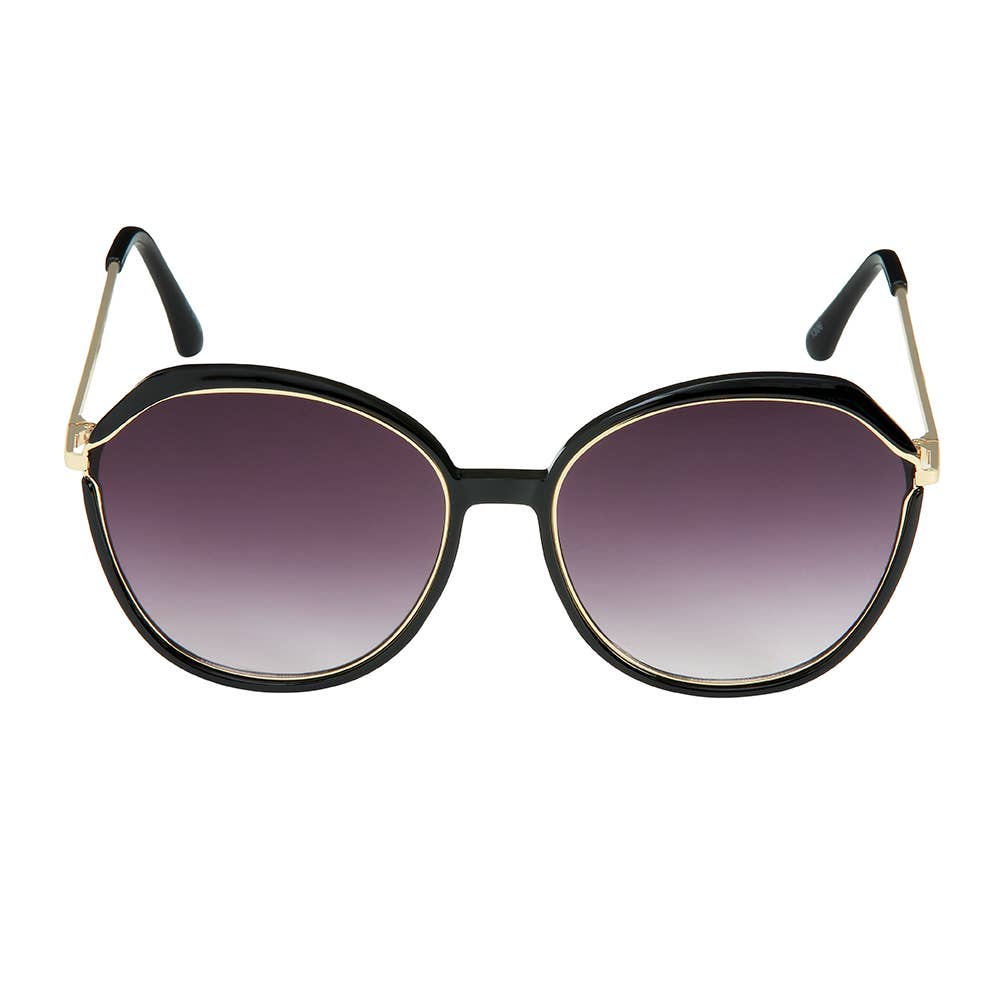 1306 NEW Jade - Round Metal Inlay Women's Sunglasses
