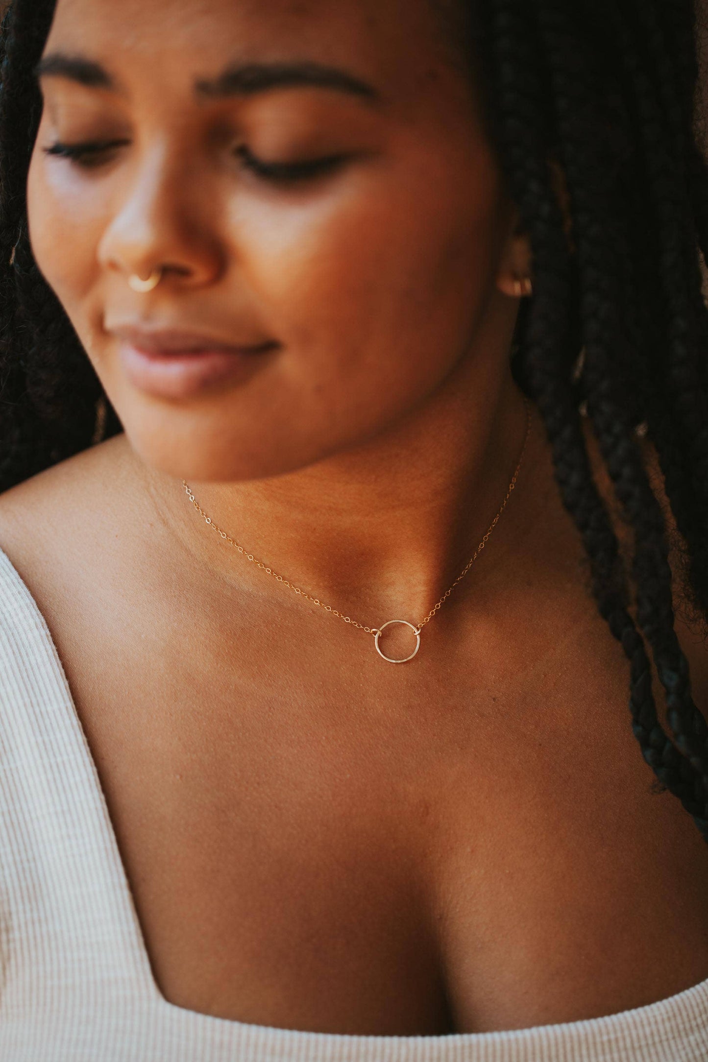 Hello Adorn - Full Circle Necklace: Sterling Silver / 18"
