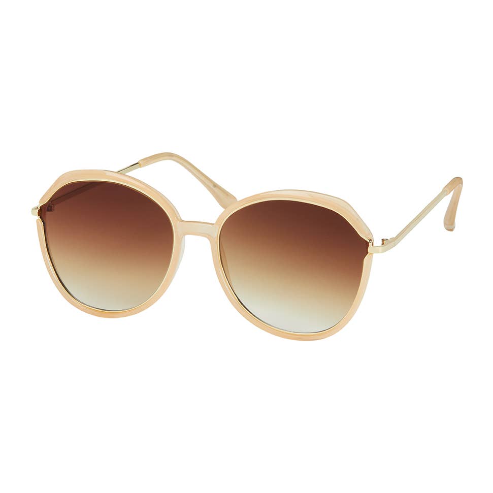 1306 NEW Jade - Round Metal Inlay Women's Sunglasses