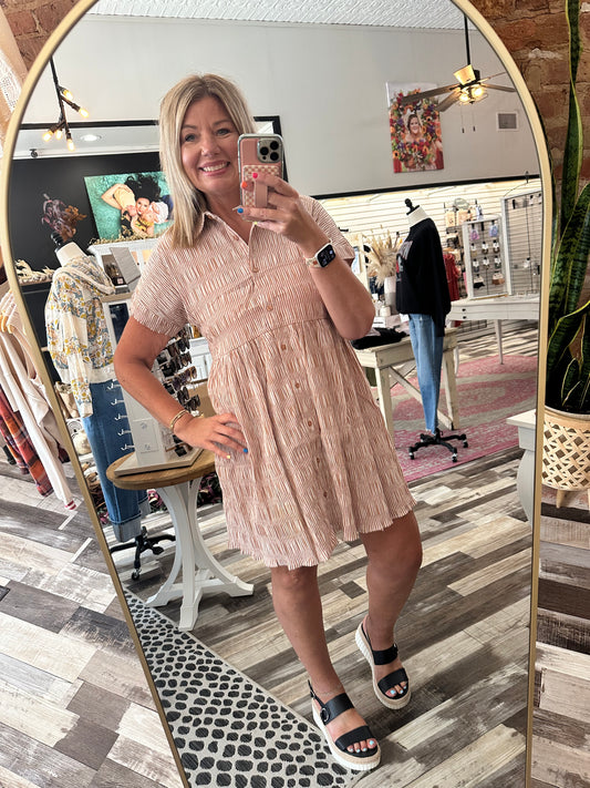 The Blanche Terracotta Stripe Dress
