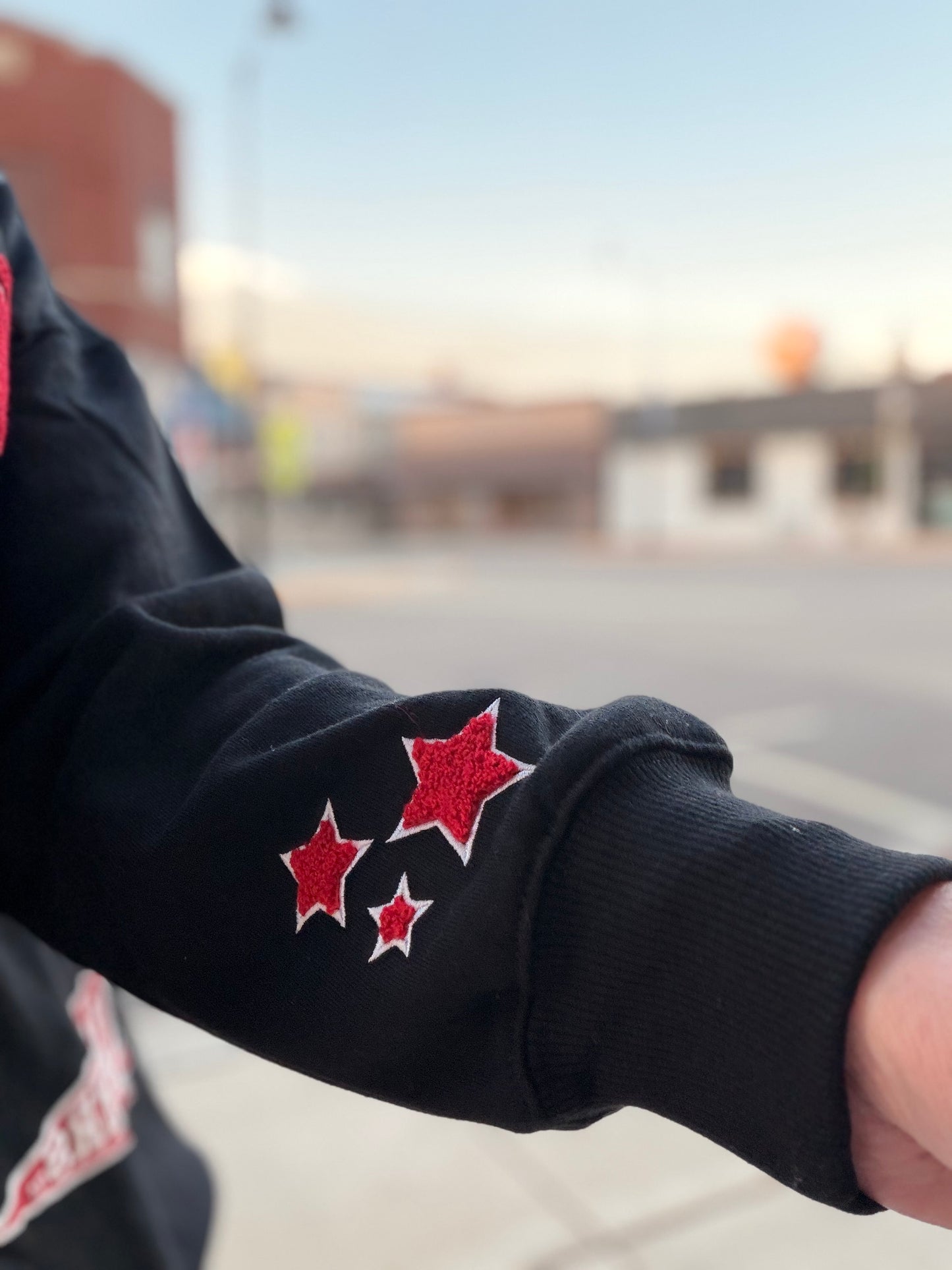 Wisconsin All Over Scatter Oversized Funnel Neck
