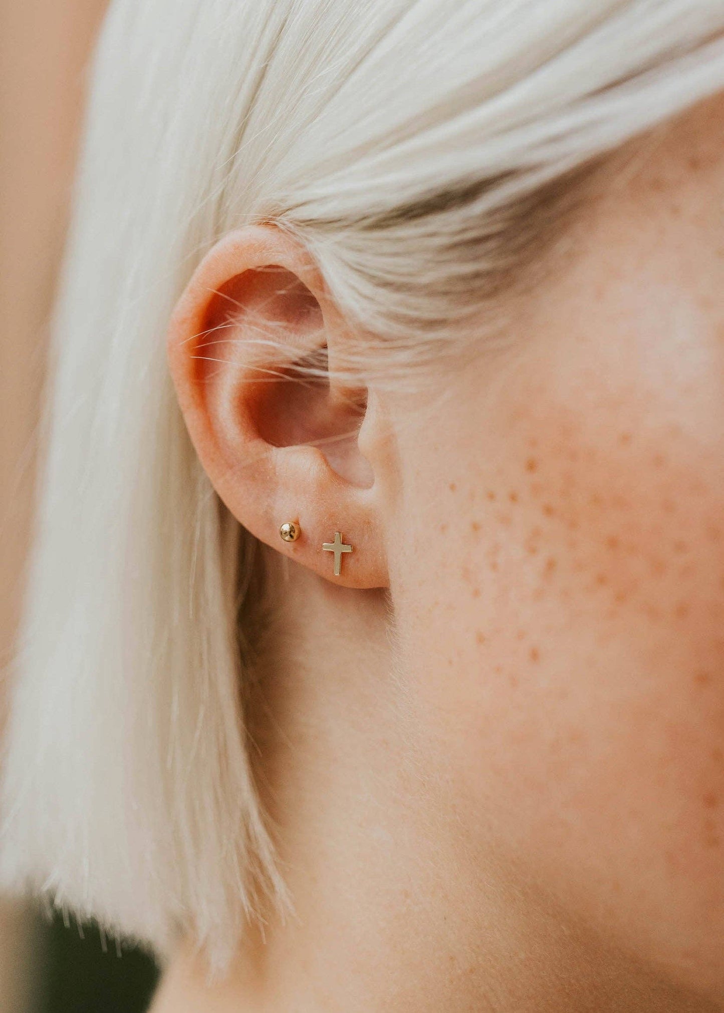 Tiny Cross Studs | 14K Gold Fill